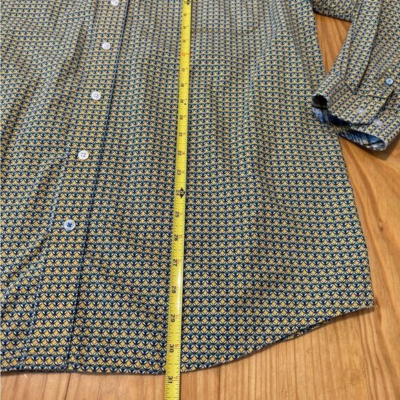 Cinch Mens Western Button Down Long Sleeve Geometric Size MED Rodeo Yellow Blue - Picture 4 of 6